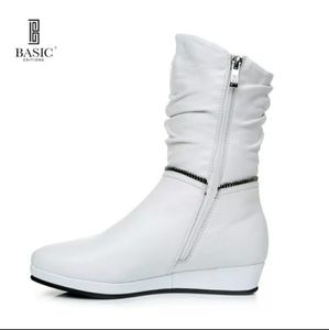Basic Editions Genuine Leather mid calf boots